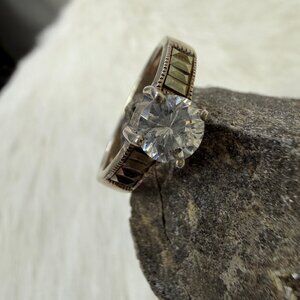 Shube Sterling Silver Glass & Marcasite Statement Cocktail Ring Size 7.5